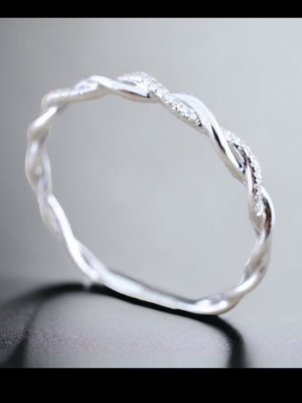 Boutique Simulated Diamond Rope Ring 14k WHITE GOLD